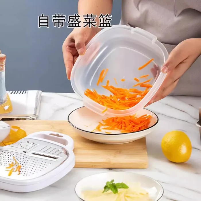 Multifunctional Vegetable Slicer with Container and Lid, Vegetable Cutter, Cheese Slicer, Kitchen Grater, Stainless Steel - Image 4