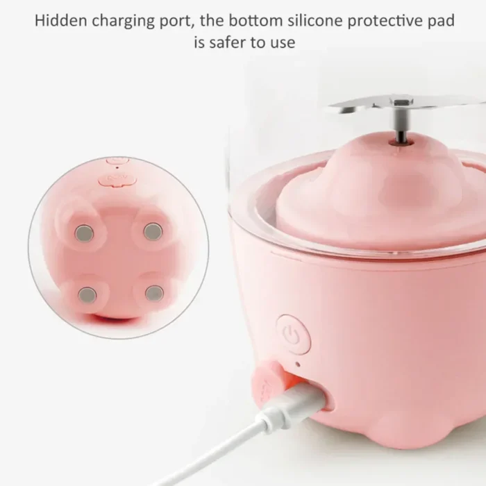 Dropshipping Lovely Rabbit Household Portable USB Rechargeable Juicer Cup Fruit Blender Mixer Portable Mini Size Fruit Juicer - Image 5
