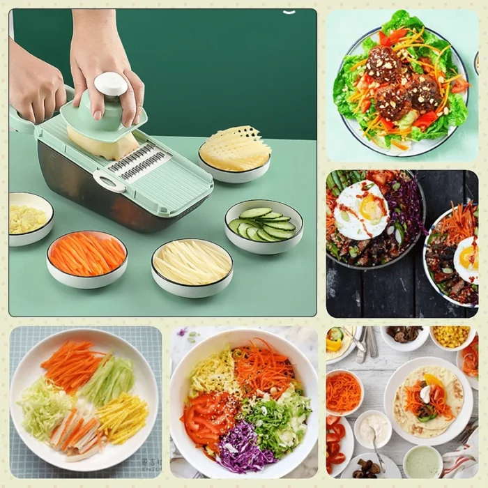5 In 1 Vegetable Cutter Fruit Slicer Grater Shredders Drain Basket Food Chopper Cutter Dicer Slicer Tools Kitchen Accessories - Image 4