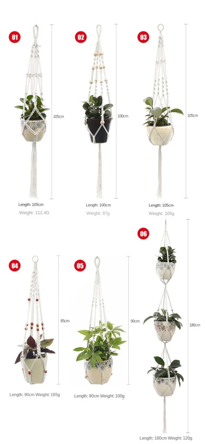 Hanging Plant Handmade Macrame Plant Hanger Flower Pot Planter Hanger Wall Decor Courtyard Garden Hanging Planter Hanging Basket - Image 4