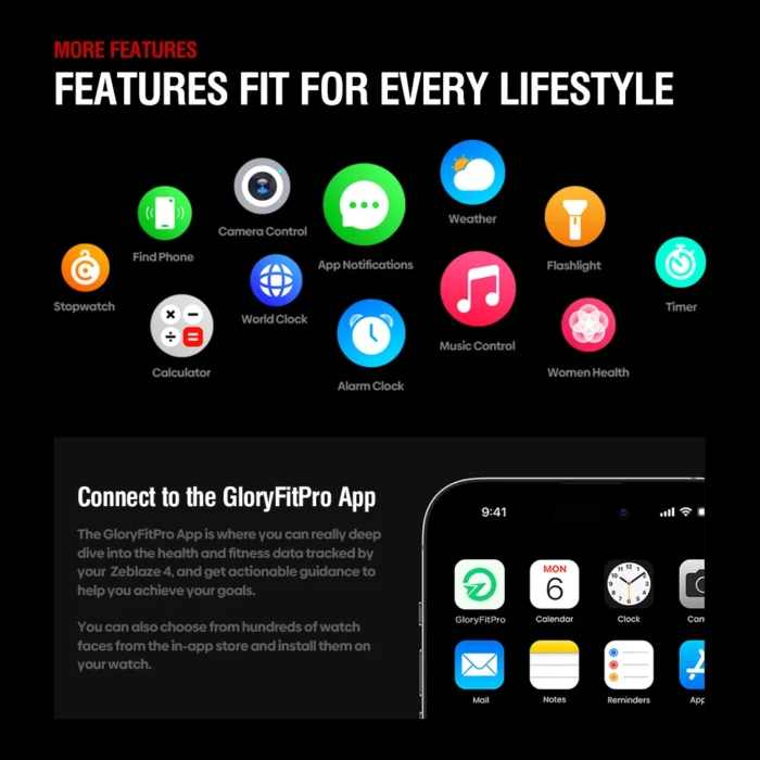 NEW Zeblaze Stratos 4 GPS Smart Watch 1.43 AMOLED Display Built-in Compass Barometric Altimeter Flashlight Voice Call Smartwatch - Image 6