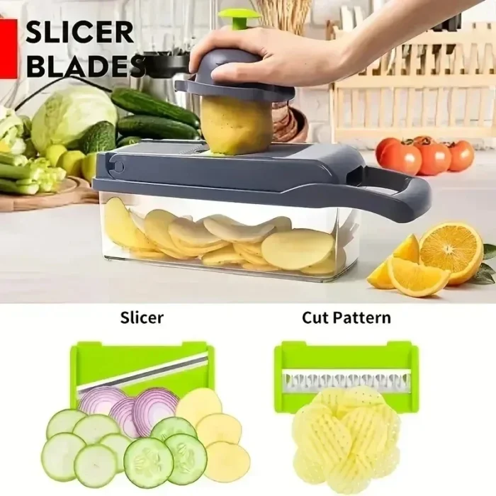 Hot 14/16 in 1 Multifunctional Vegetable Chopper Slicer Shredder with Basket Fruit Slicer Potato Shredder Carrot Grind Gadgets - Image 2