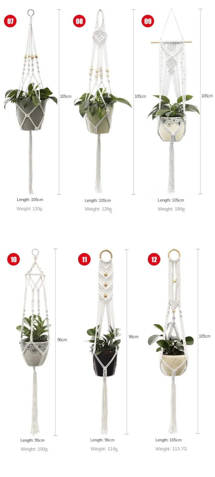 Hanging Plant Handmade Macrame Plant Hanger Flower Pot Planter Hanger Wall Decor Courtyard Garden Hanging Planter Hanging Basket - Image 5