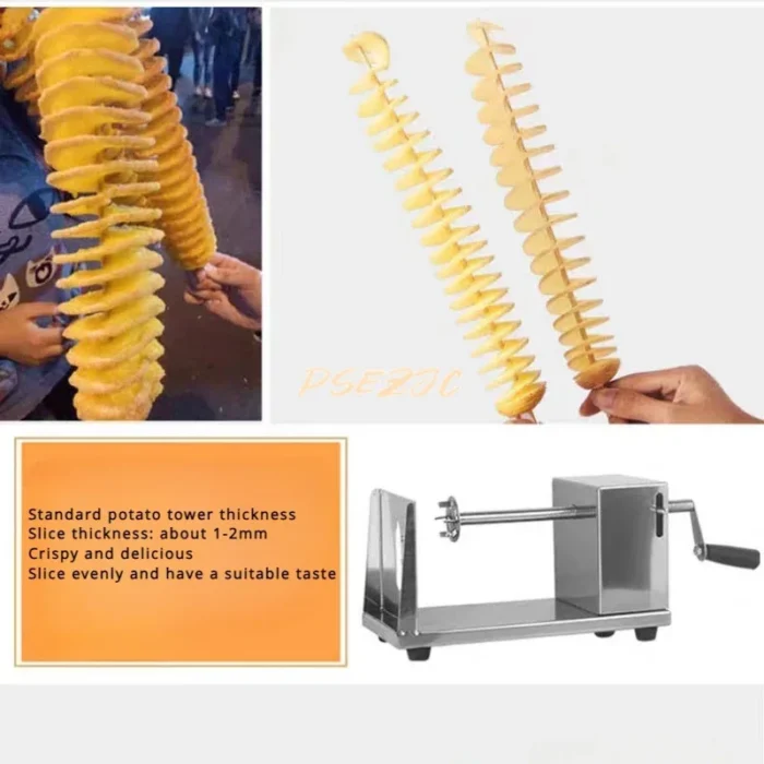Commercial Stainless Steel Potato Tower Machine Manual Whirlwind Potato Slicer French Fry Tool - Image 5