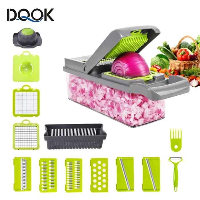 14/16 in 1 Multifunctional Vegetable Chopper Onion Chopper Handle Food Grate Food Chopper Kitchen Vegetable Slicer Dicer Cut - Image 3