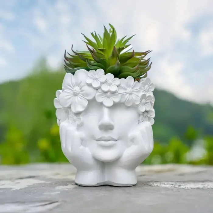 1 Piece of Creative Female Face Flower Pots, Flower Girl Flower Pots, Resin Modern Flower Pots for Garden Home Living Room Decoration