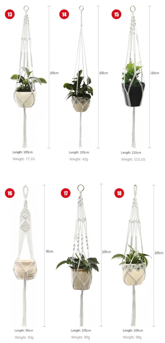 Hanging Plant Handmade Macrame Plant Hanger Flower Pot Planter Hanger Wall Decor Courtyard Garden Hanging Planter Hanging Basket - Image 6