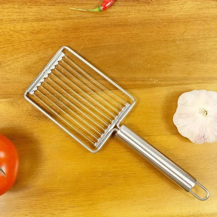 Stainless steel tomato slicer - manual vegetable and fruit cutting machine, perfect for salads and sandwiches - Image 2