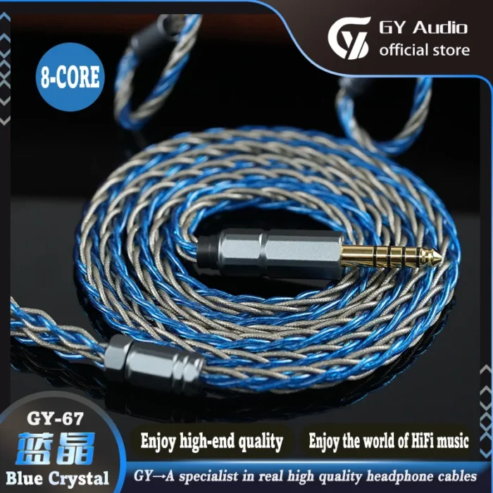 GY HiFi-67 Blue Crystal High Purity 99.99999% OCC + Silver Foil Earphone Cable 3.5mm/4.4mm 2Pin 0.78mm MMCX QDC/KZ-QDC IEM Wire