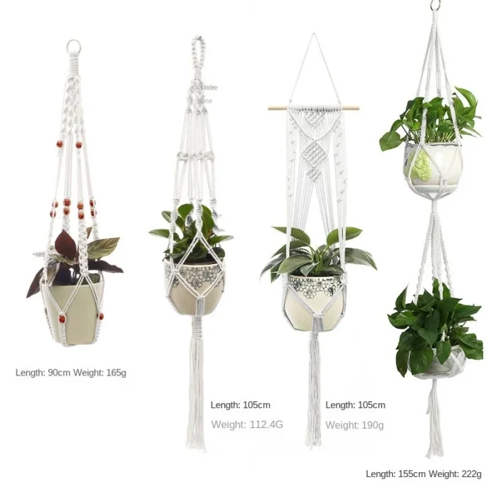 Hanging Plant Handmade Macrame Plant Hanger Flower Pot Planter Hanger Wall Decor Courtyard Garden Hanging Planter Hanging Basket - Image 3