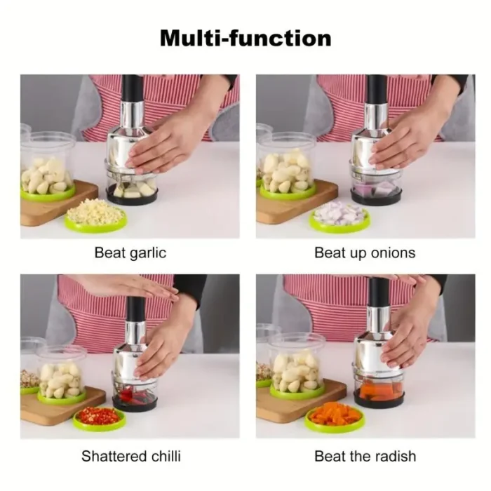 Manual Onion Chopper Stainless Steel Garlic Presser Food Crusher Cutter Meat Mincer Hand Press for Vegetable Kitchen Tool - Image 2