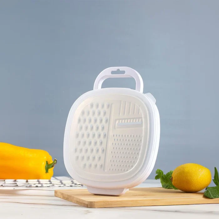 Multifunctional Vegetable Slicer with Container and Lid, Vegetable Cutter, Cheese Slicer, Kitchen Grater, Stainless Steel