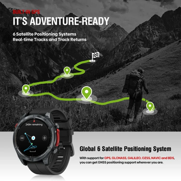 NEW Zeblaze Stratos 4 GPS Smart Watch 1.43 AMOLED Display Built-in Compass Barometric Altimeter Flashlight Voice Call Smartwatch - Image 2