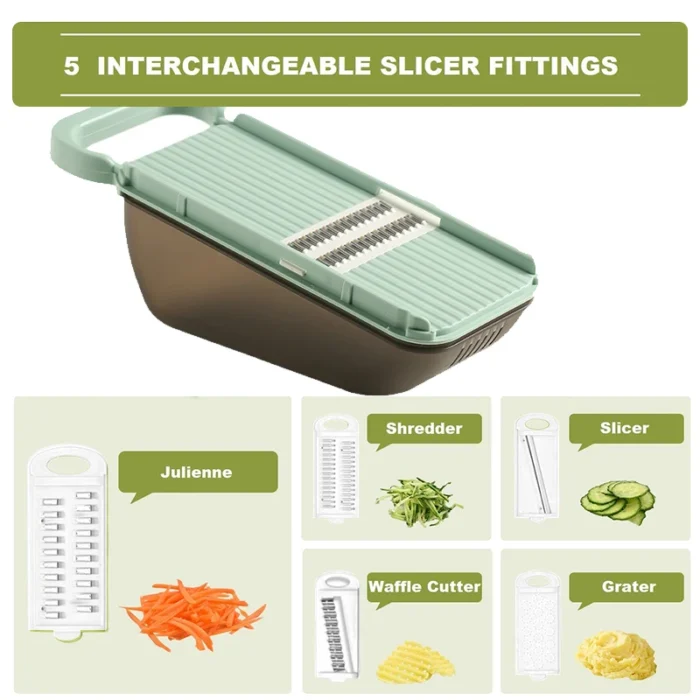 5 In 1 Vegetable Cutter Fruit Slicer Grater Shredders Drain Basket Food Chopper Cutter Dicer Slicer Tools Kitchen Accessories - Image 2