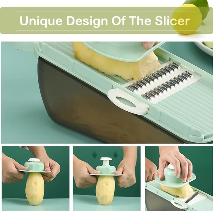 5 In 1 Vegetable Cutter Fruit Slicer Grater Shredders Drain Basket Food Chopper Cutter Dicer Slicer Tools Kitchen Accessories - Image 5